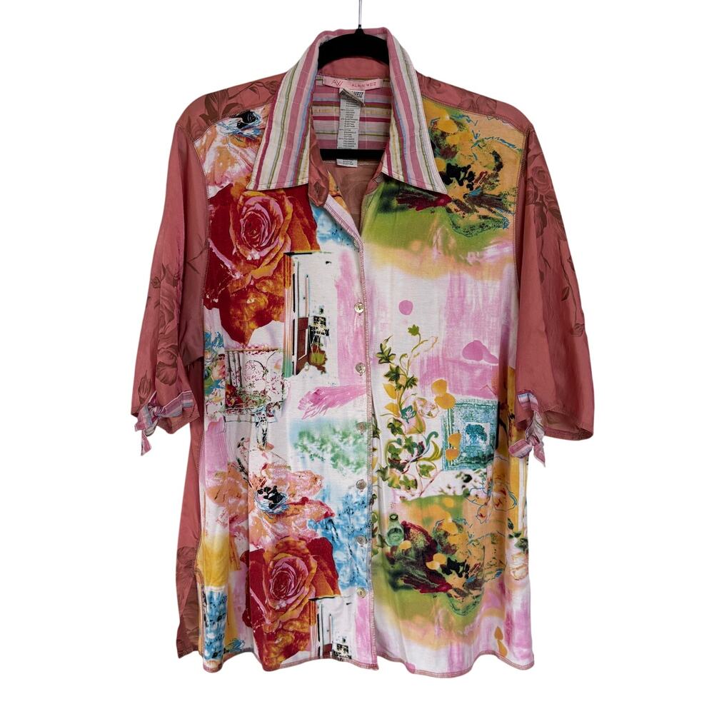 Alain Weiz Maximalist Top Colorful Art To Wear Hi… - image 1